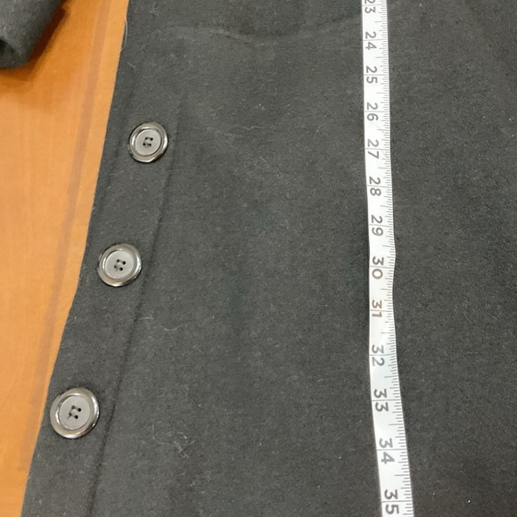 Herman Kay Womens Black Long Sleeve Collared Button Front Classic Coat Size 16 - Picture 7 of 12